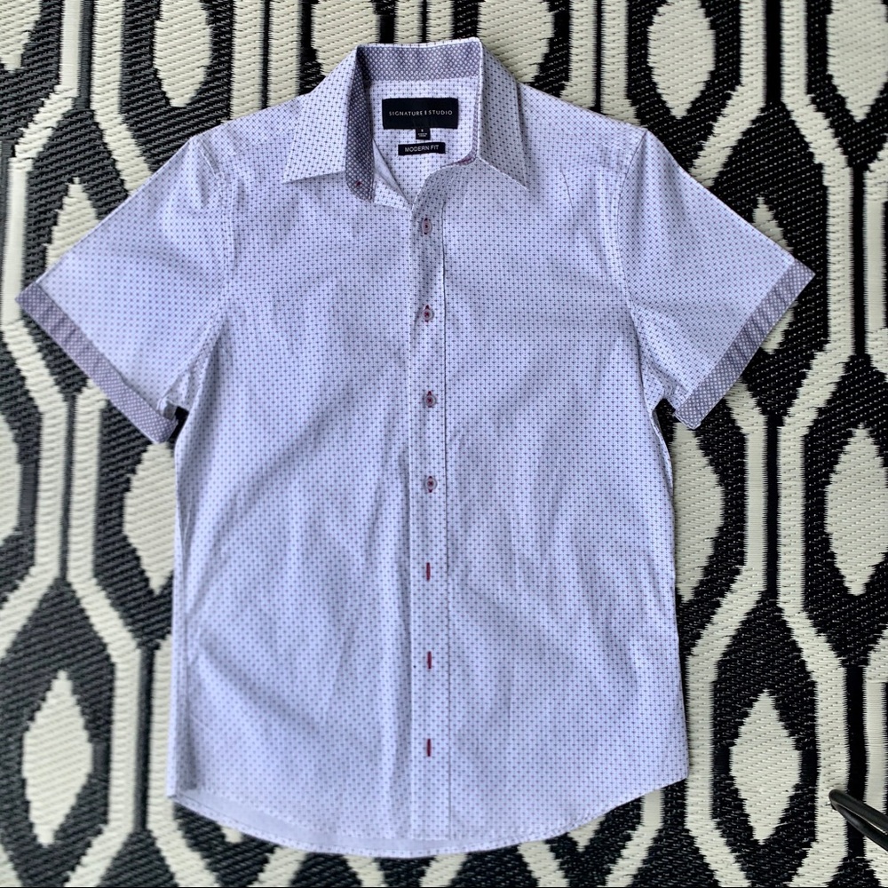 ZARA LIKE PRINTED BUTTON DOWN SHORT SLEEVE SHIRT
